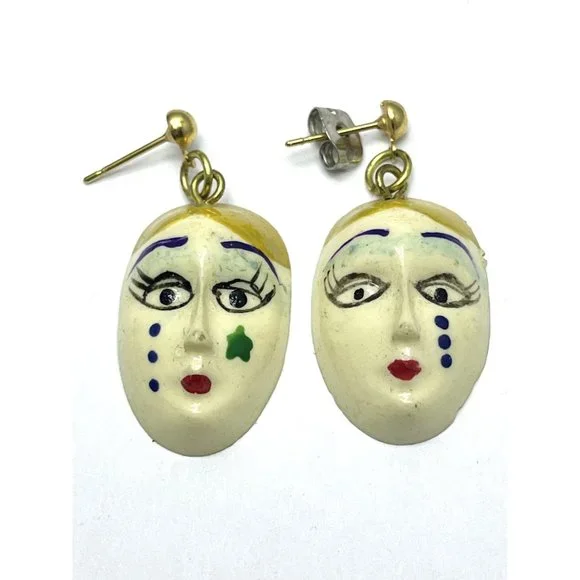 Vintage Art Deco Lady Dangle Earrings